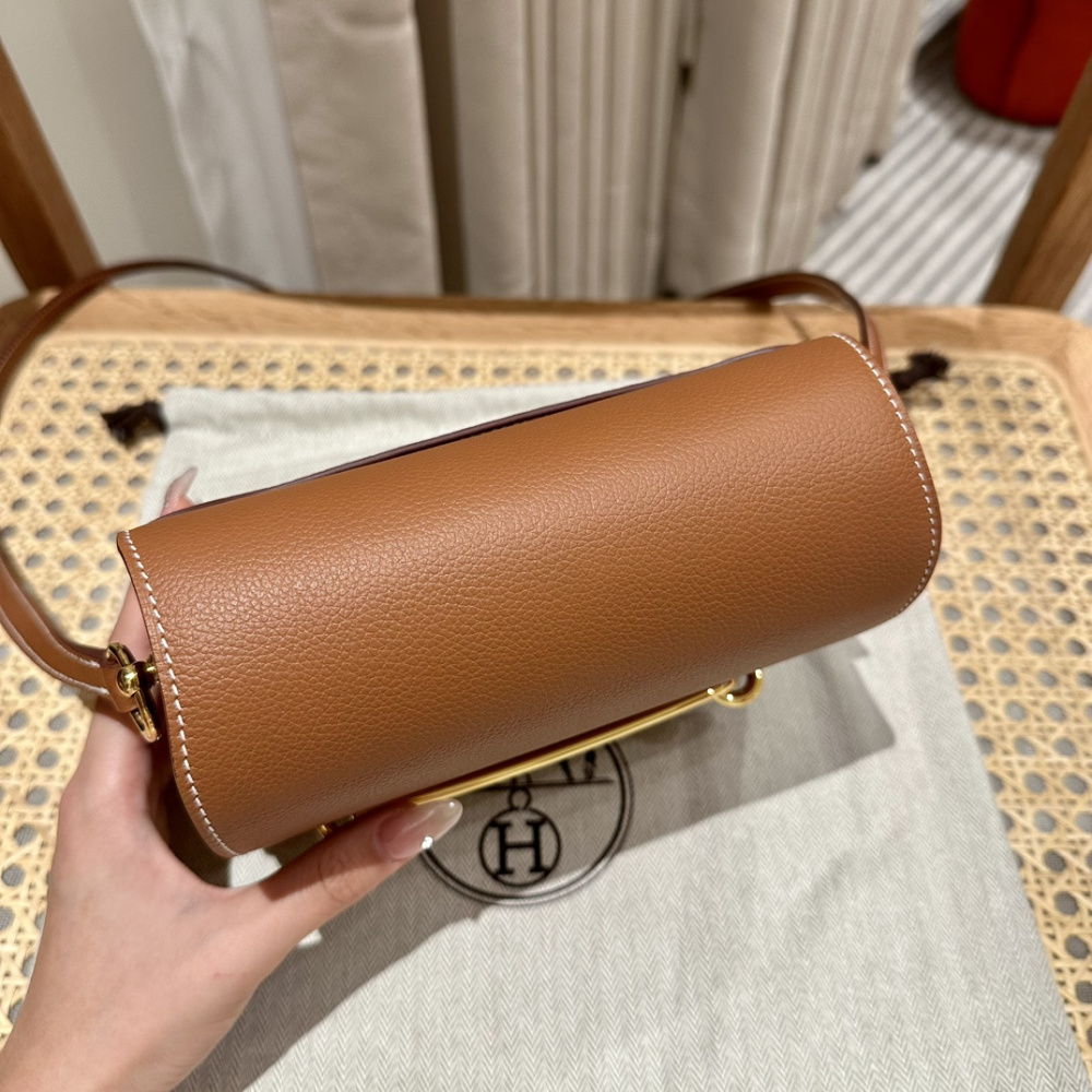 高仿Hermes*Roulis19系列H070509EP37金棕色金扣小牛皮純手工