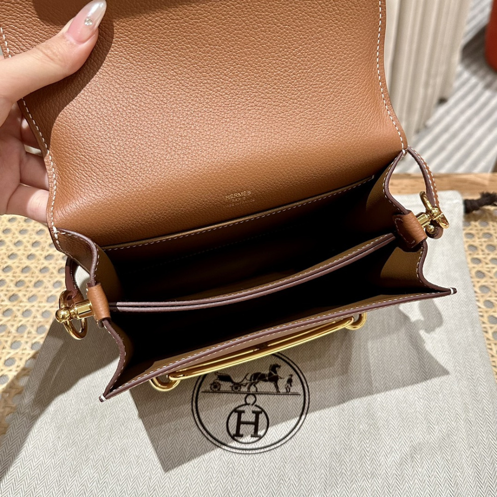 高仿Hermes*Roulis19系列H070509EP37金棕色金扣小牛皮純手工