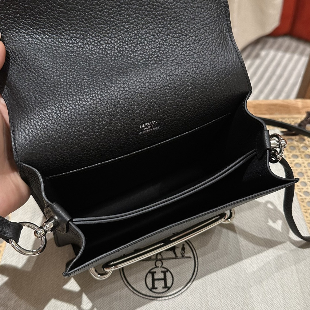 高仿Hermes*Roulis19系列H070509TC89黑色銀扣小牛皮純手工