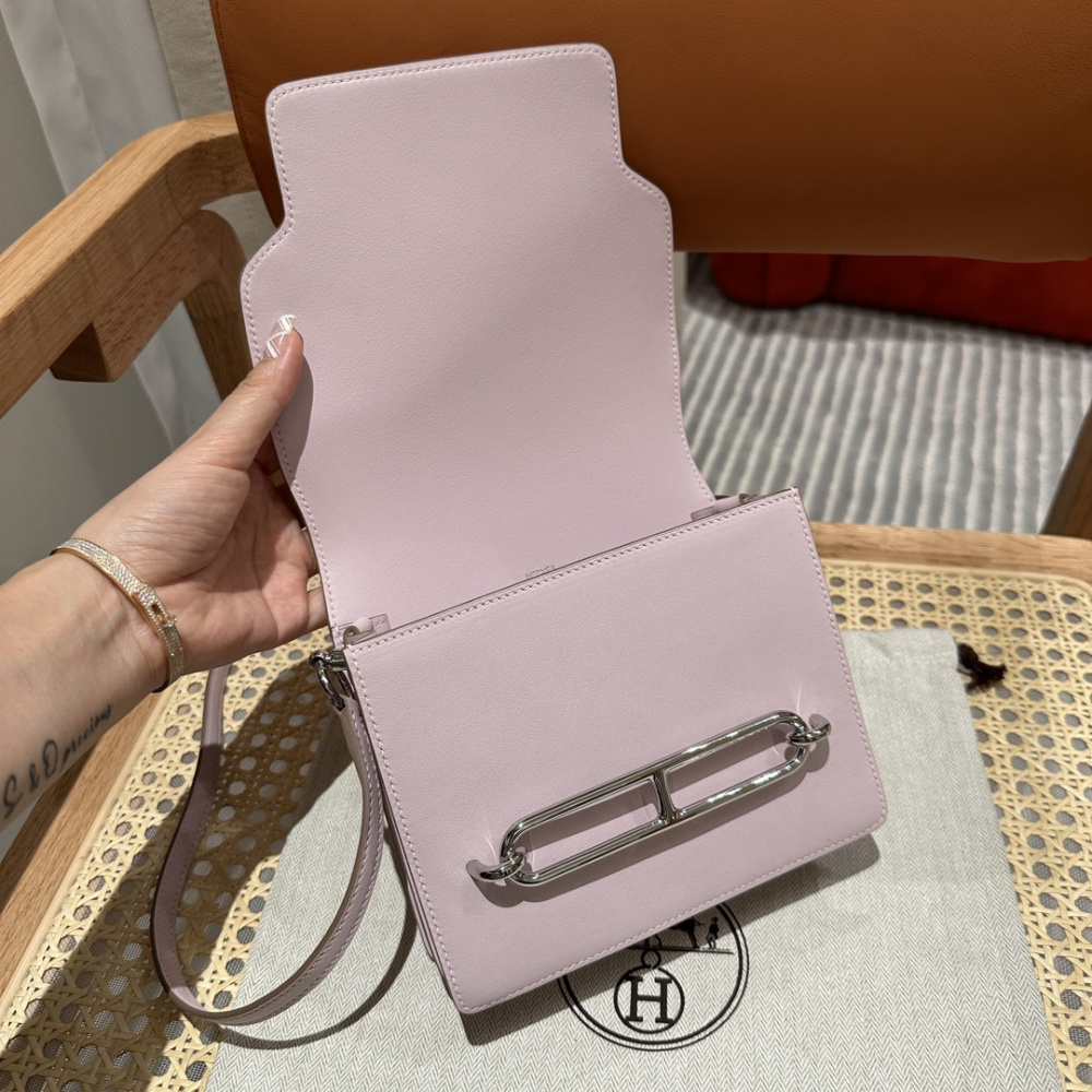 高仿Hermes*Roulis19系列H070509CK0L夢幻紫銀扣山羊皮純手工
