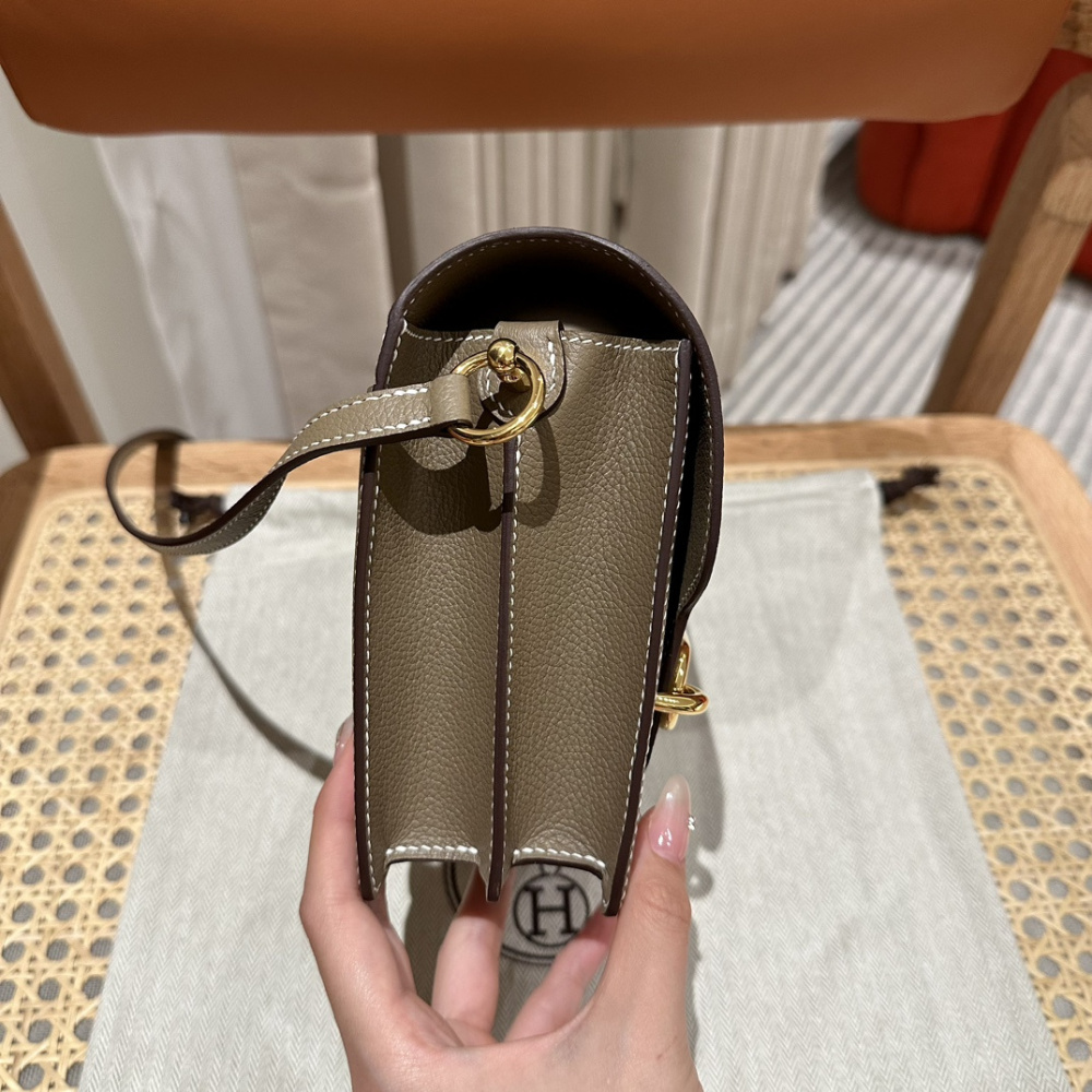 高仿Hermes*Roulis19系列H070509EP18大象灰金扣小牛皮純手工