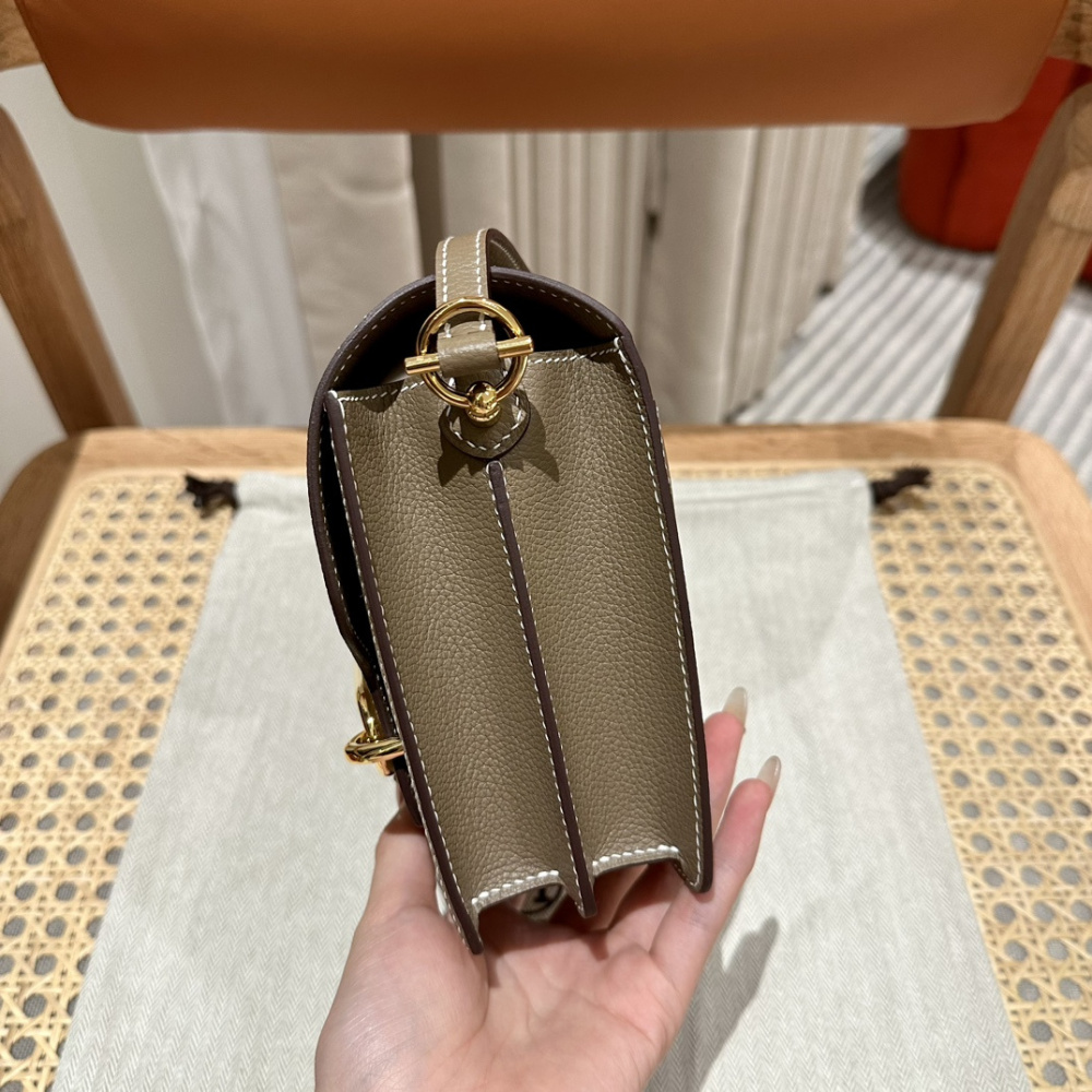 高仿Hermes*Roulis19系列H070509EP18大象灰金扣小牛皮純手工