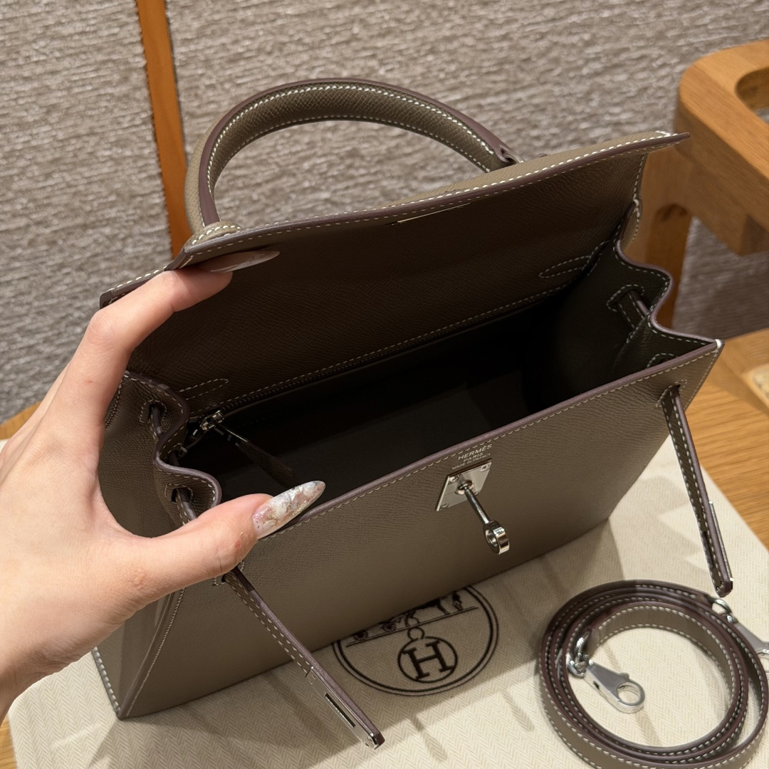 高仿Hermes Kelly 25 馬鞍針走線細節