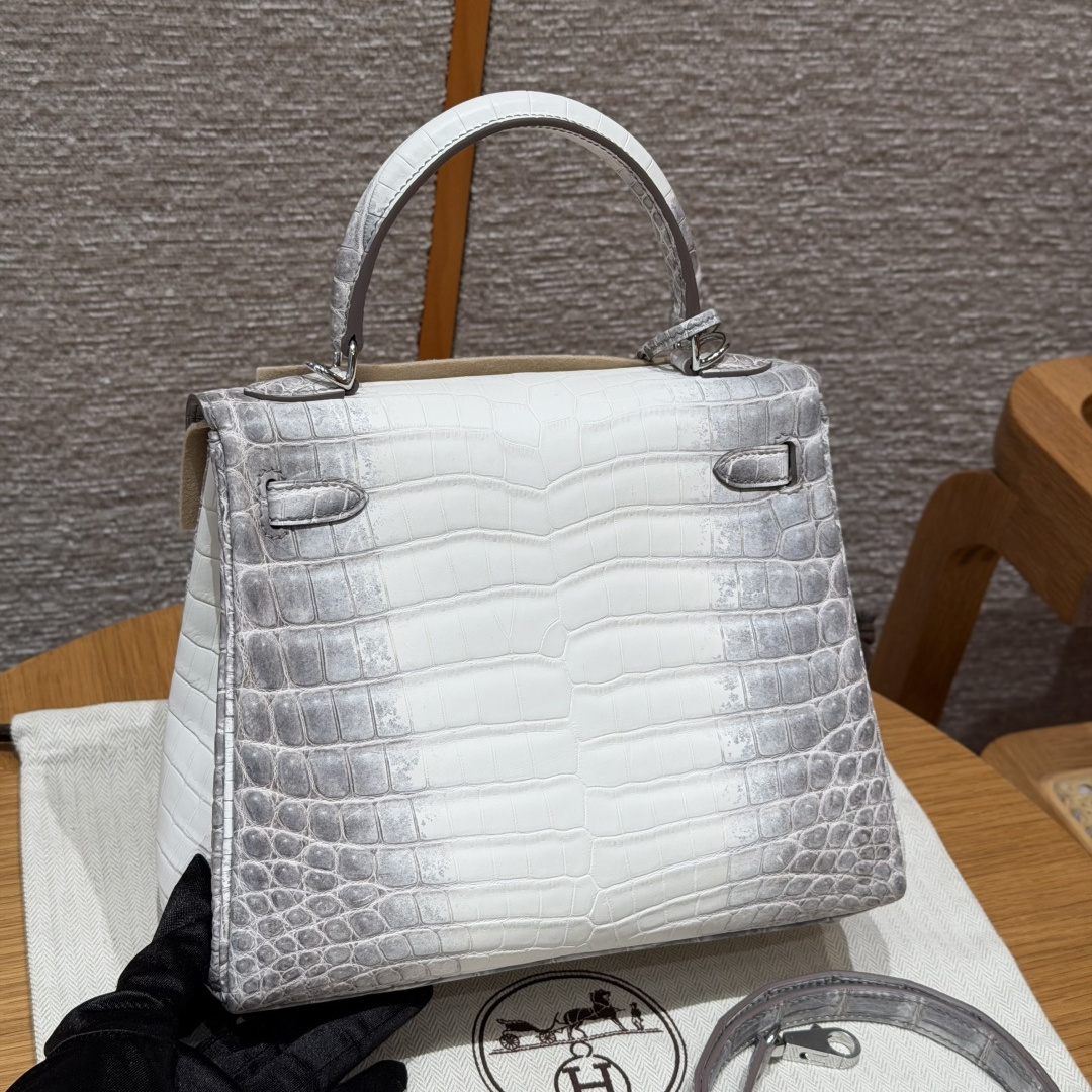 高仿Hermes*Kelly25系列H043220N50喜馬拉雅銀扣鱷魚皮純手工