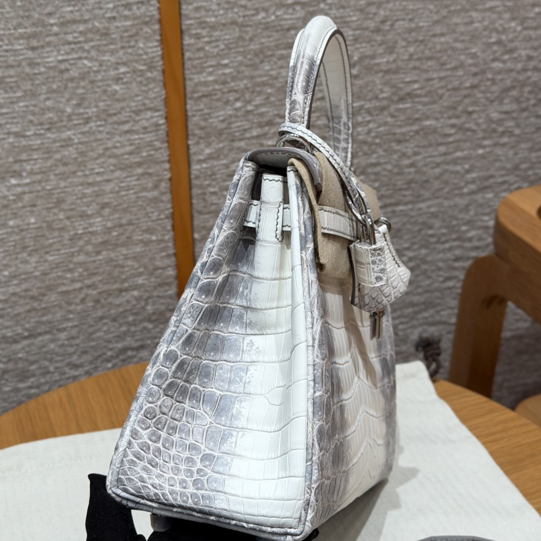 高仿Hermes*Kelly25系列H043220N50喜馬拉雅銀扣鱷魚皮純手工