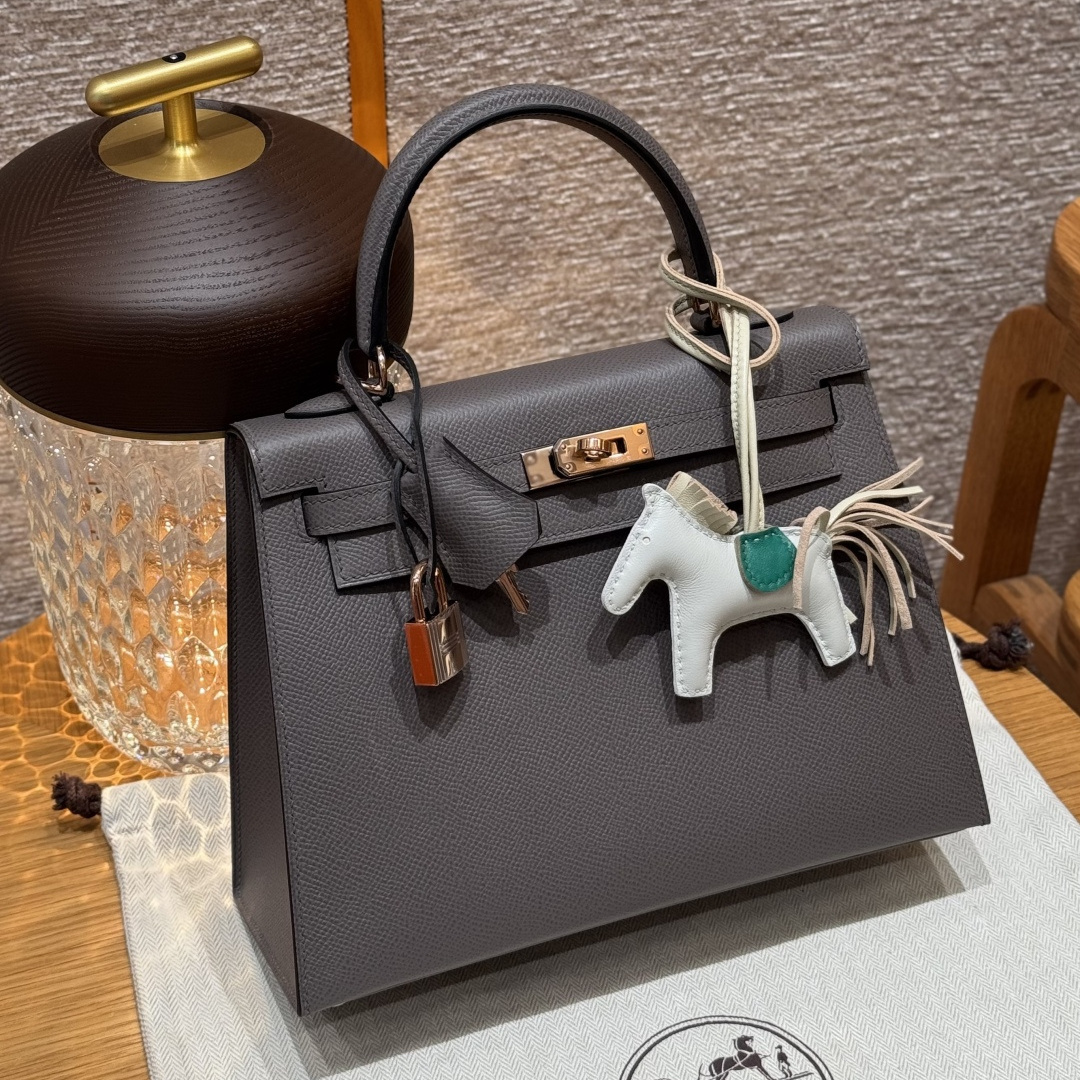 高仿Hermes*Kelly25系列H043110EP8F錫器灰金扣牛皮純手工