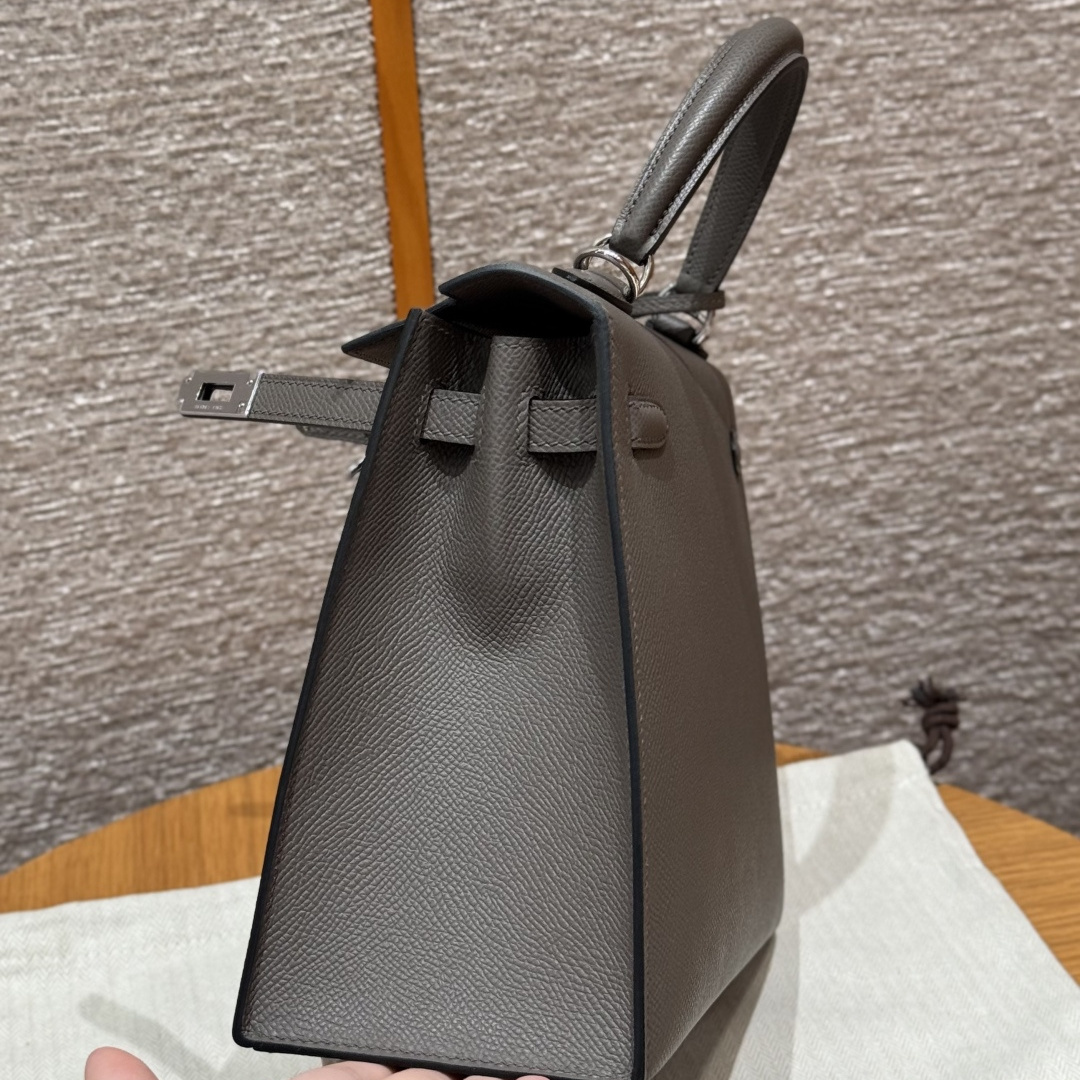 高仿Hermes*Kelly25系列H043110EP8F錫器灰銀扣牛皮純手工