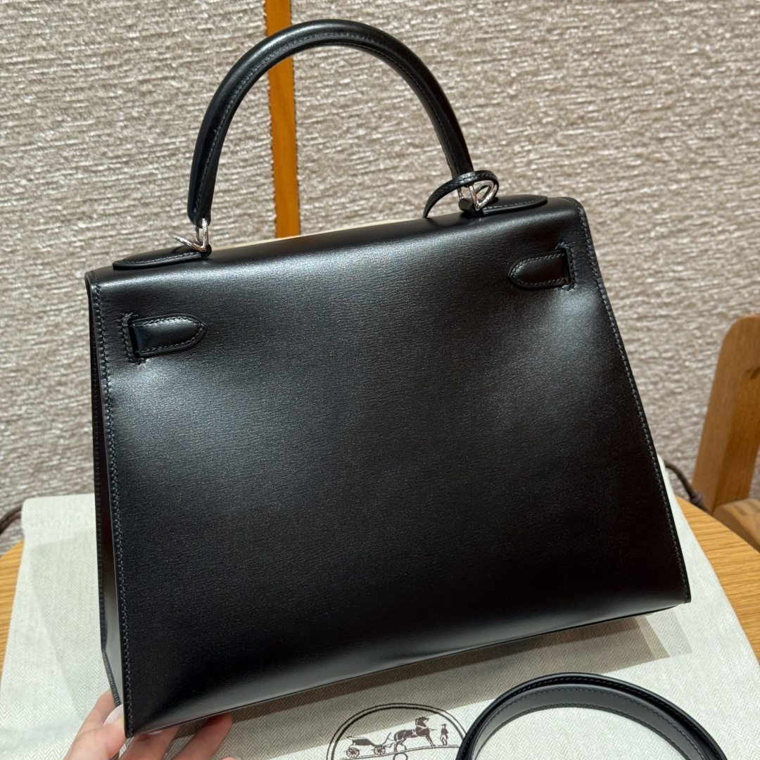 高仿Hermes*Kelly28系列H043130BO89黑色銀扣牛皮純手工