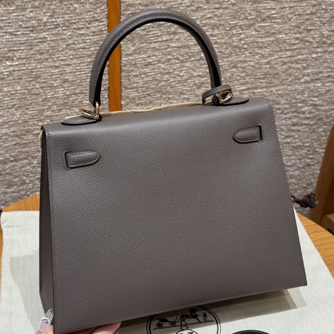 高仿Hermes*Kelly25系列H043110EP8F錫器灰金扣牛皮純手工