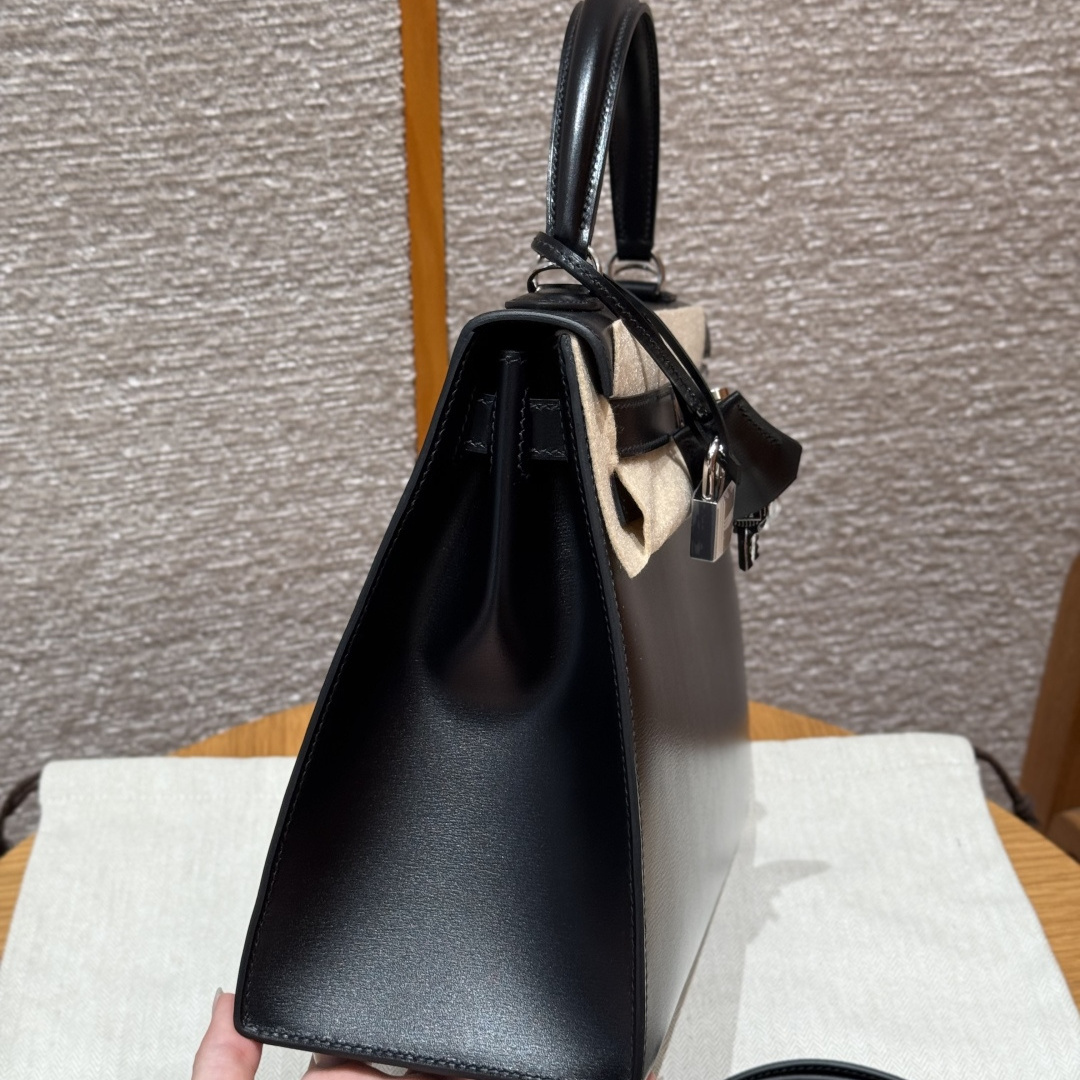 高仿Hermes*Kelly28系列H043130BO89黑色銀扣牛皮純手工
