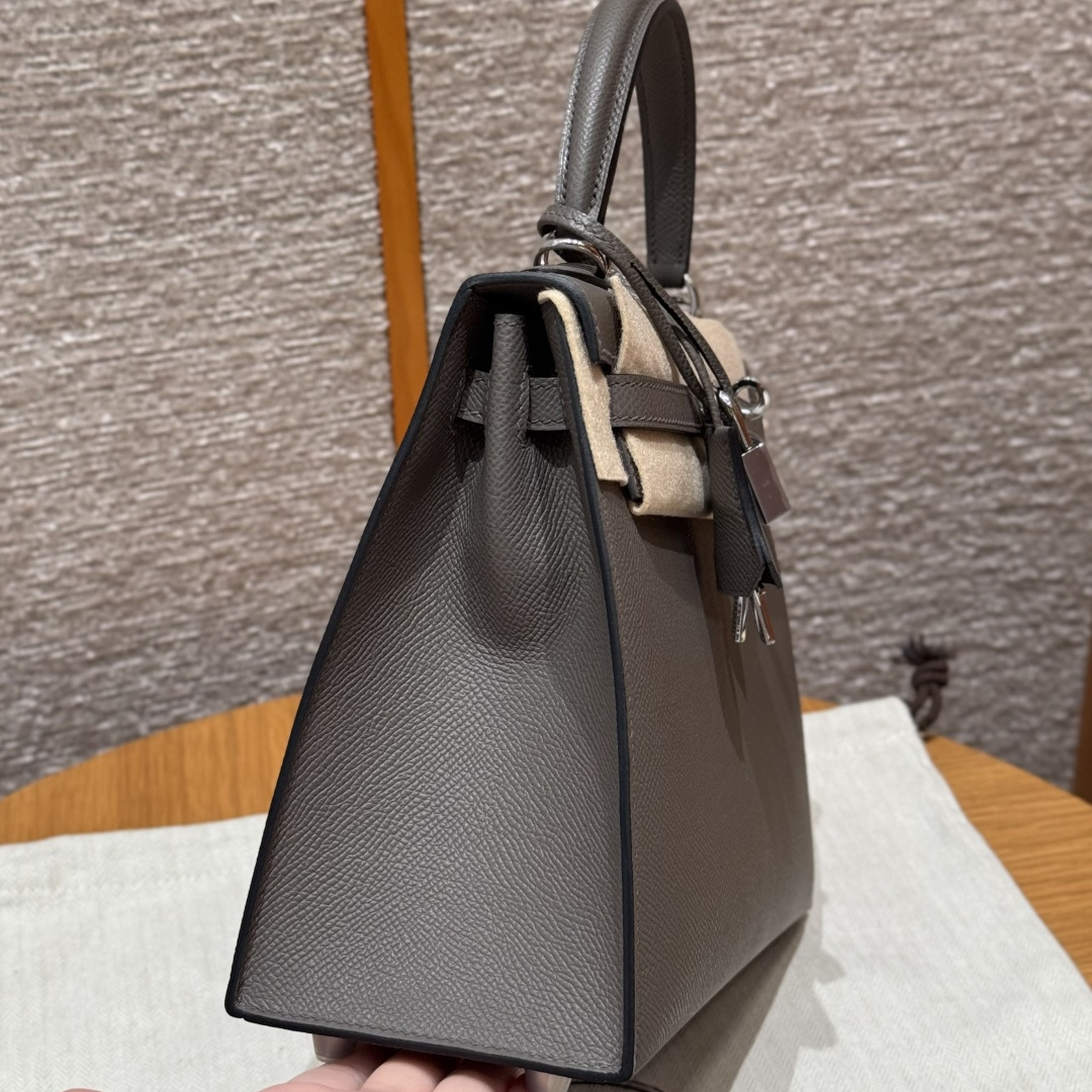 高仿Hermes*Kelly25系列H043110EP8F錫器灰銀扣牛皮純手工