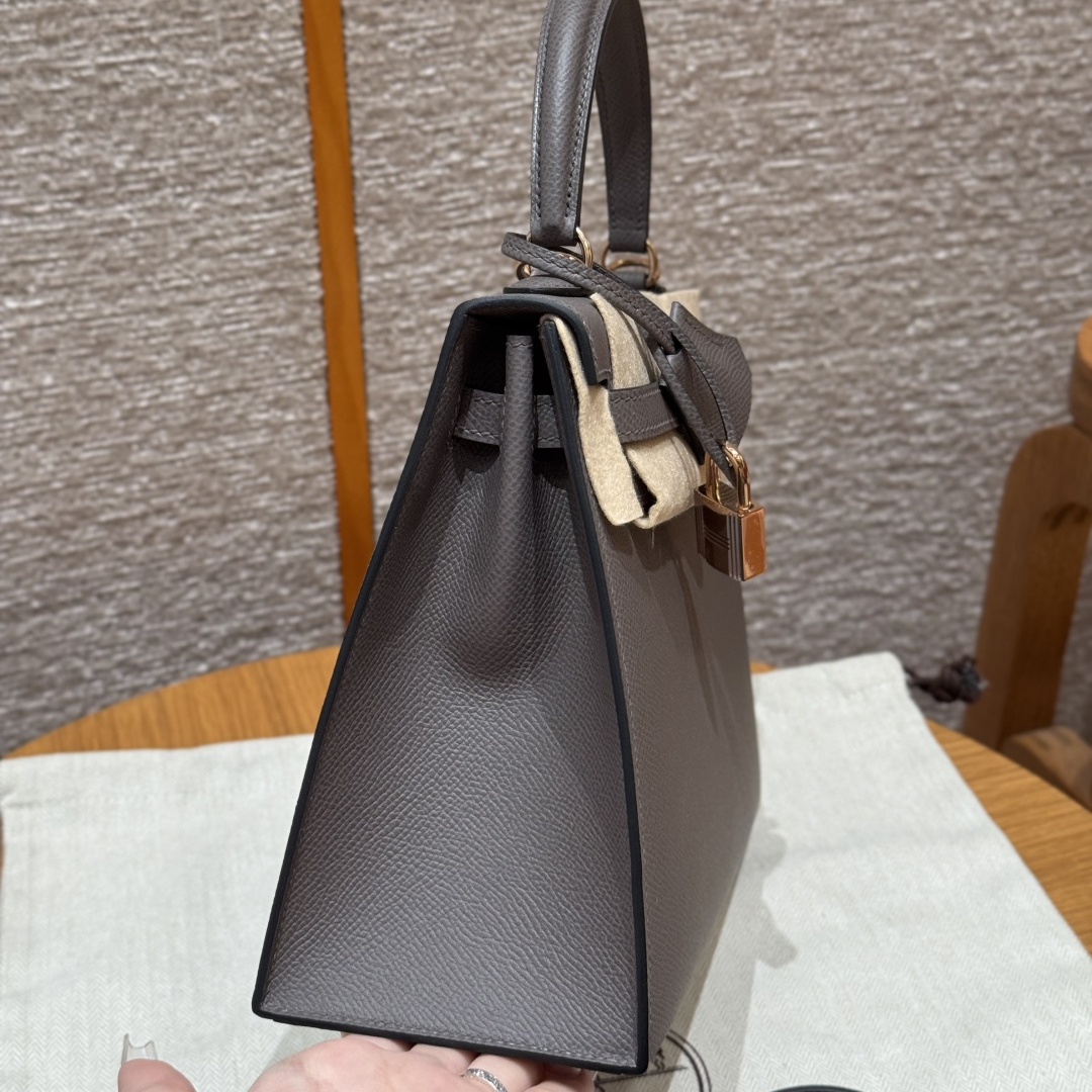 高仿Hermes*Kelly25系列H043110EP8F錫器灰金扣牛皮純手工
