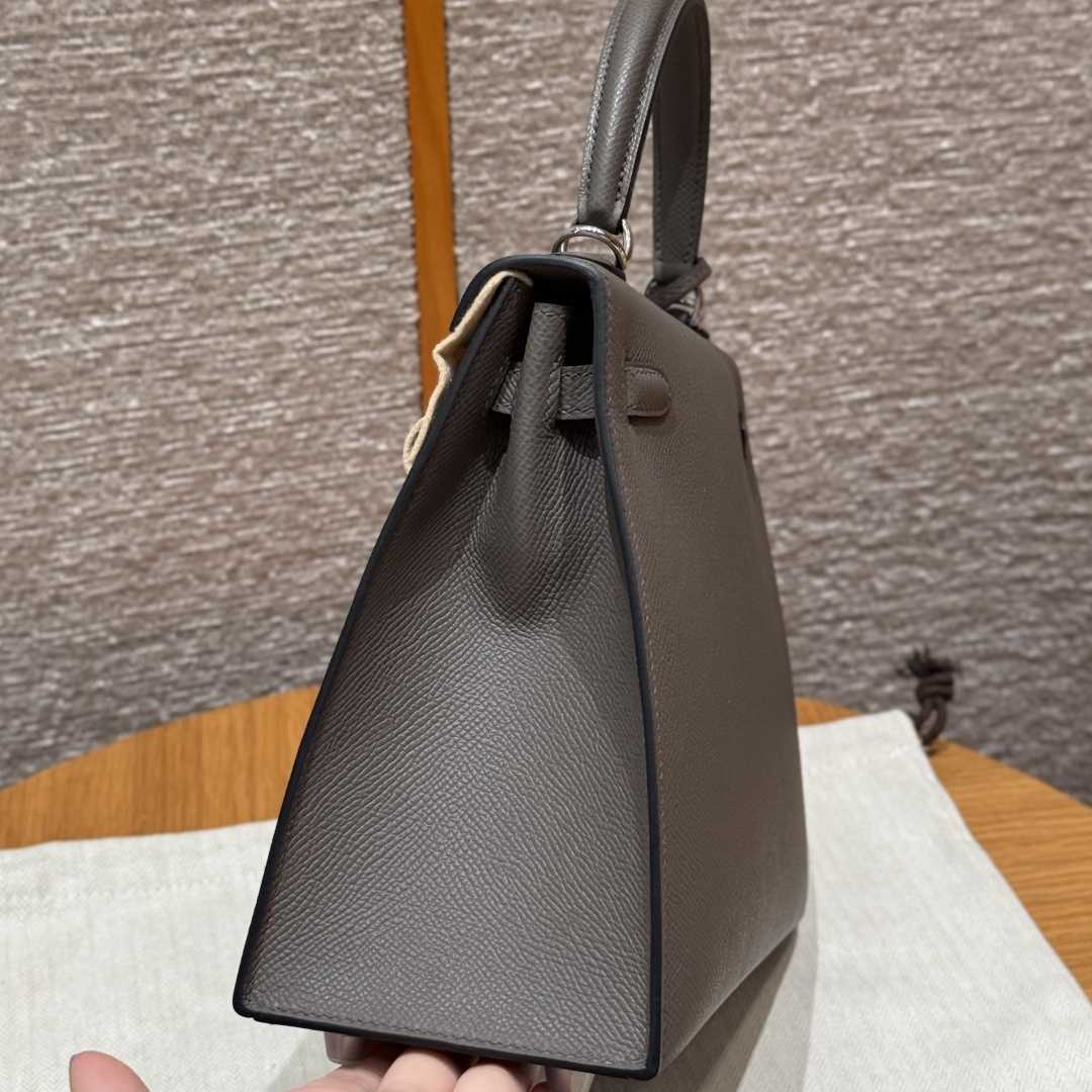 高仿Hermes*Kelly25系列H043110EP8F錫器灰銀扣牛皮純手工