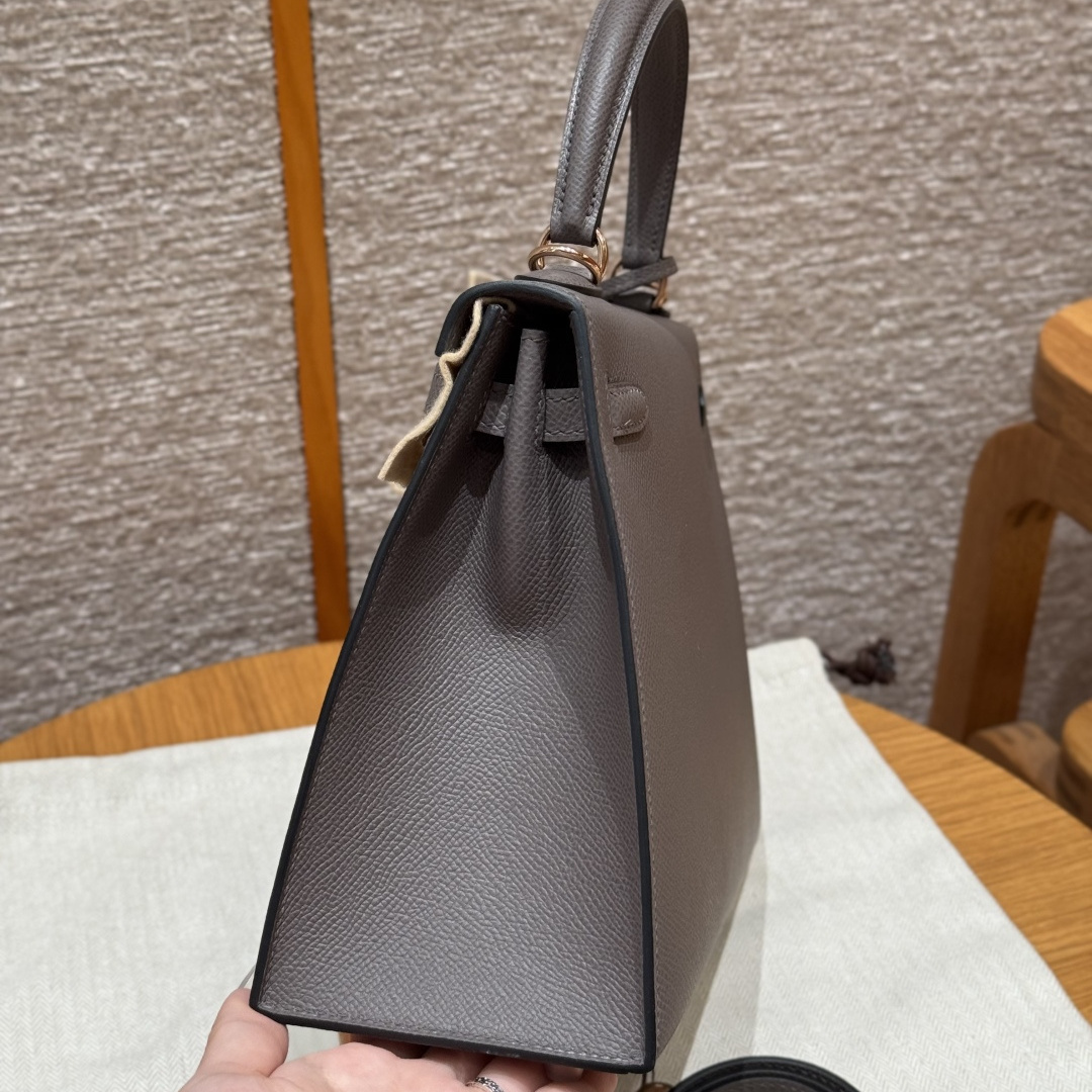 高仿Hermes*Kelly25系列H043110EP8F錫器灰金扣牛皮純手工