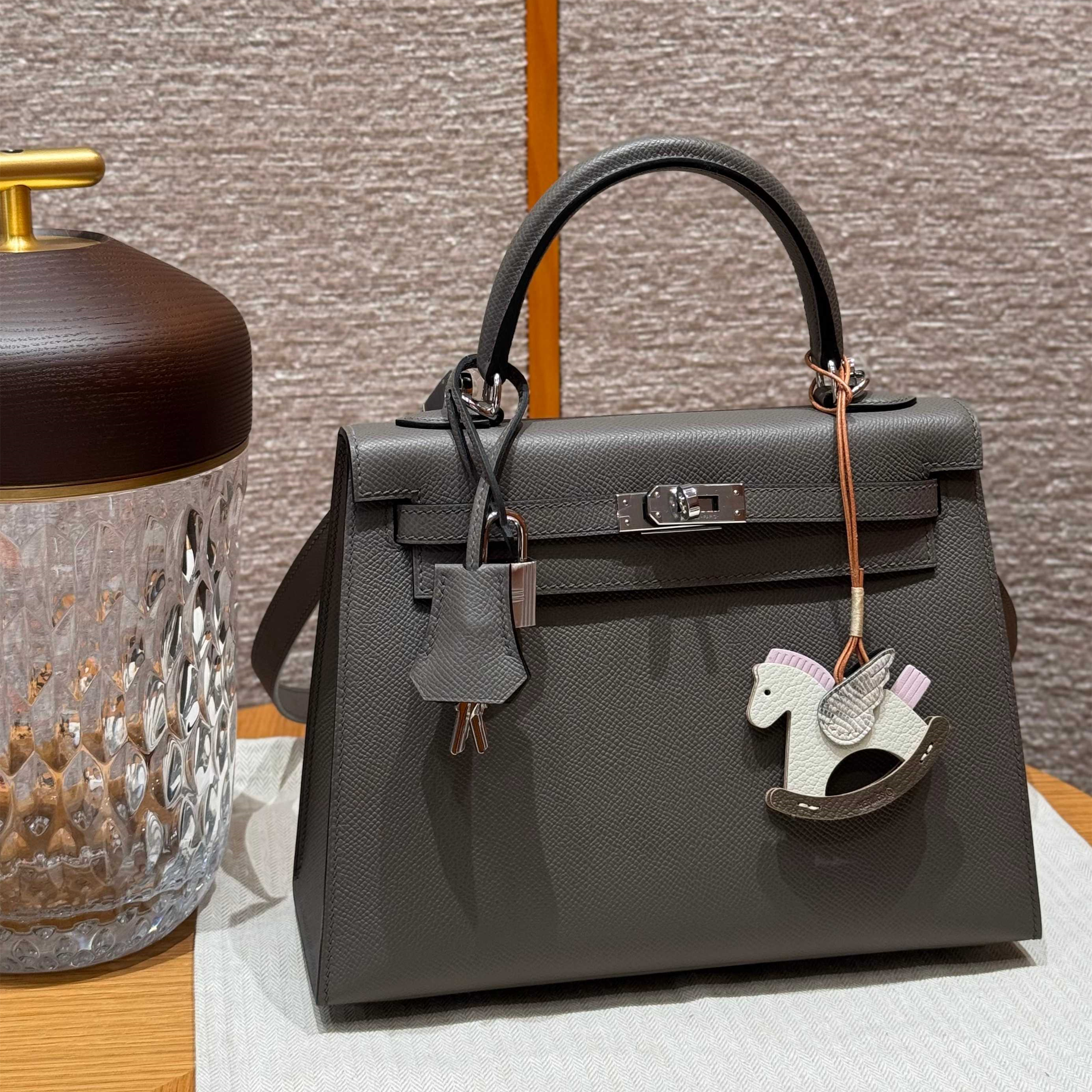 高仿Hermes*Kelly25系列H043110EP8F錫器灰銀扣牛皮純手工