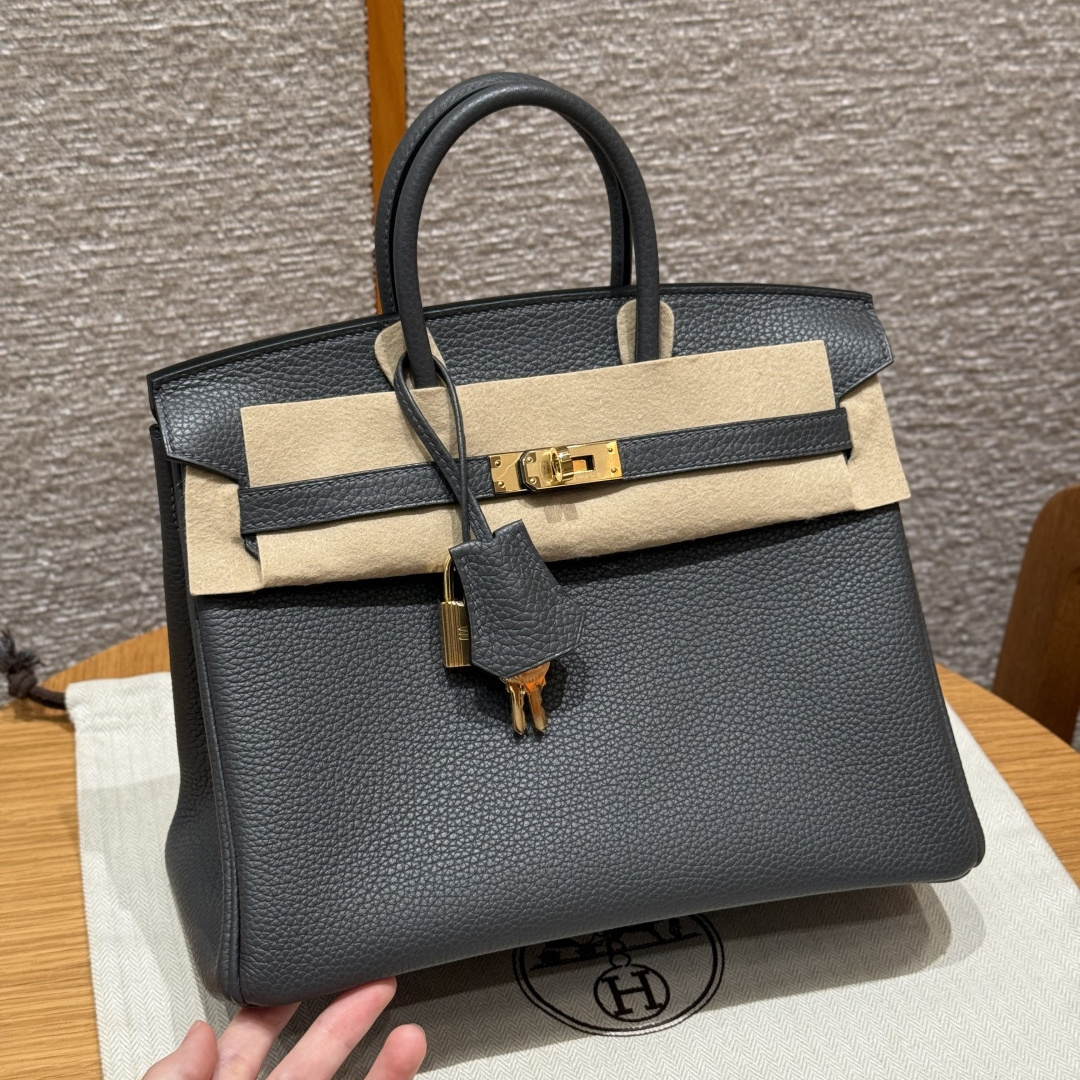高仿Hermes*Birkin25系列H041344BO88石墨灰牛皮金扣純手工