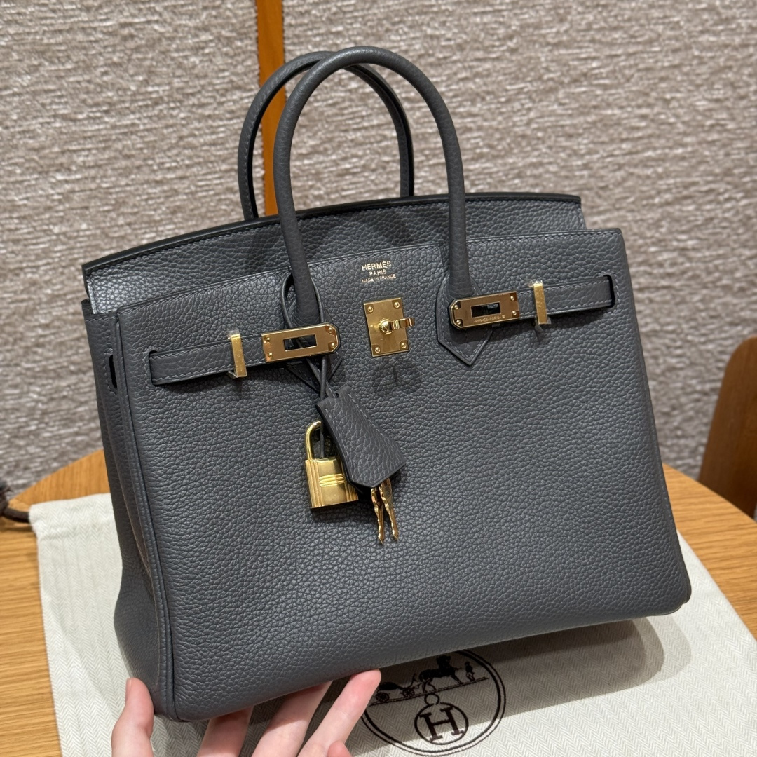 高仿Hermes*Birkin25系列H041344BO88石墨灰牛皮金扣純手工