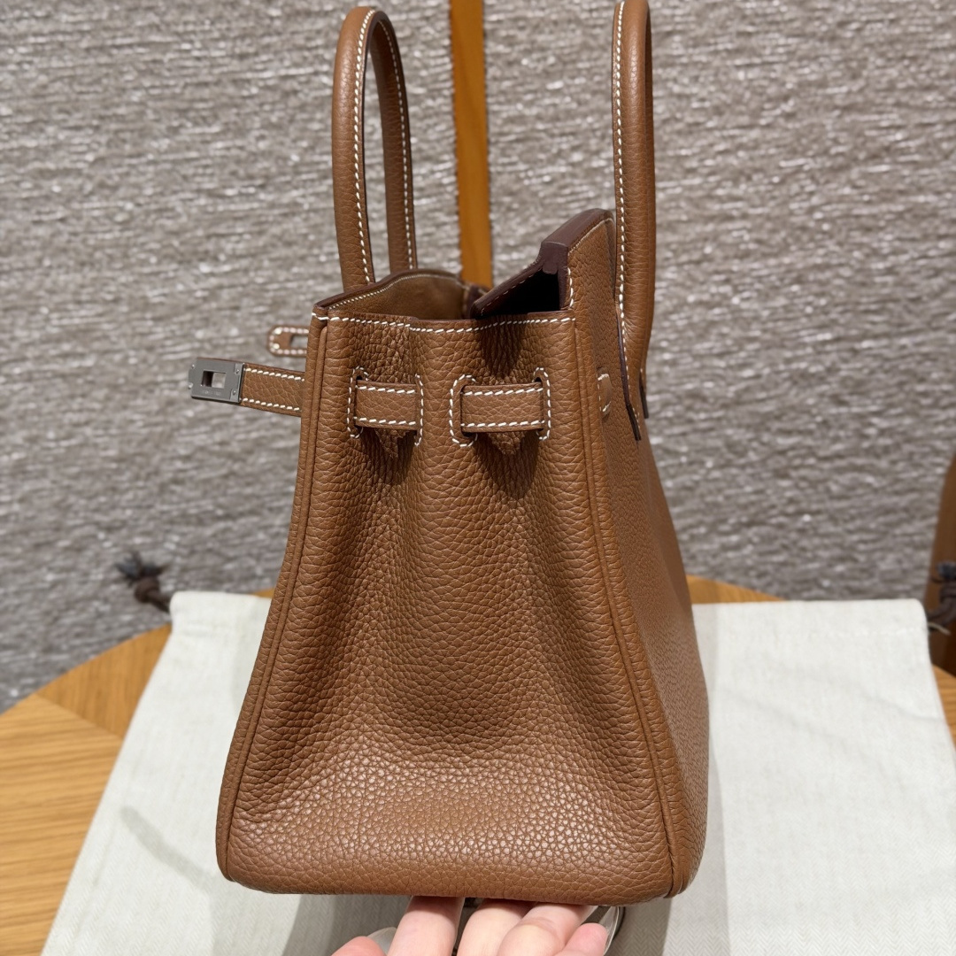 高仿Hermes*Birkin25系列H041344BO37金棕色牛皮銀扣純手工