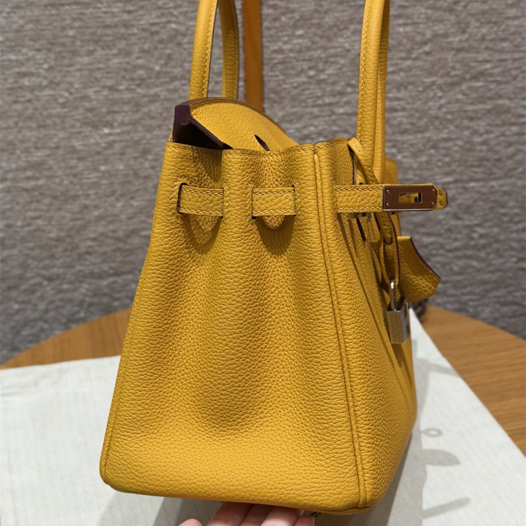 高仿Hermes*Birkin25系列H041344BO9D琥珀黃牛皮銀扣純手工