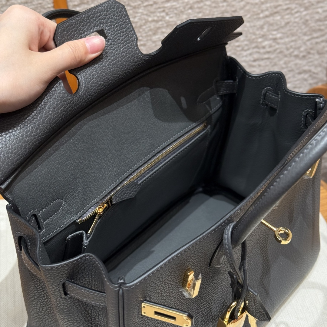 高仿Hermes*Birkin25系列H041344BO88石墨灰牛皮金扣純手工