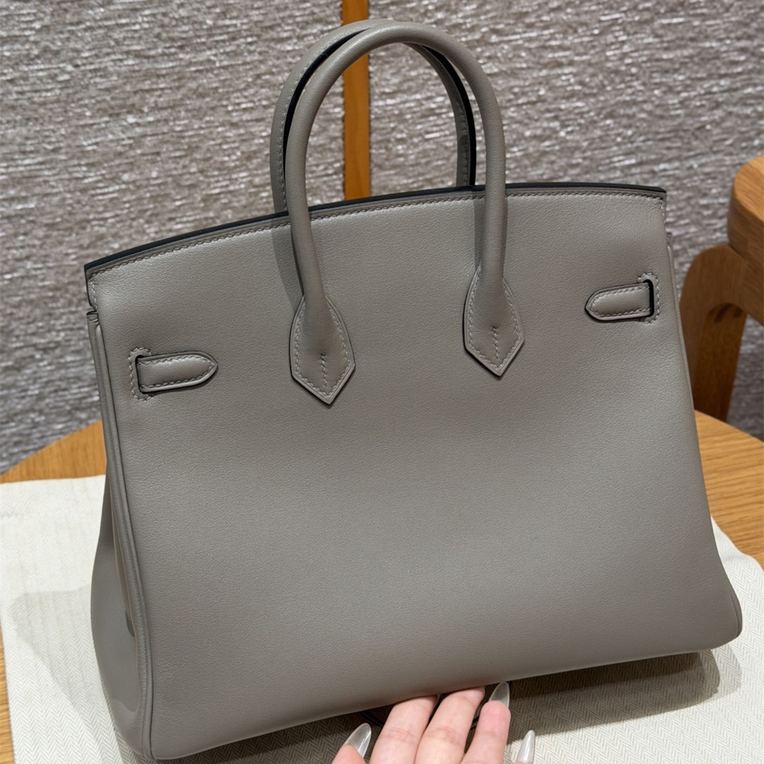 高仿Hermes*Birkin25系列H041344SWM8瀝青灰牛皮金扣純手工