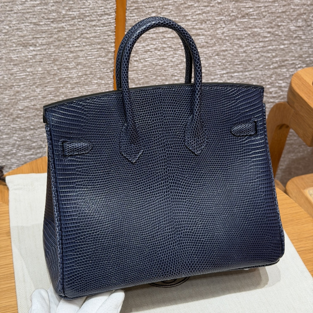 高仿Hermes*Birkin25系列H041344LZ84麻繩灰蜥蜴皮銀扣純手工