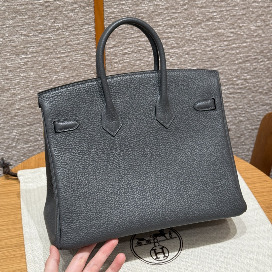 高仿Hermes*Birkin25系列H041344BO88石墨灰牛皮金扣純手工