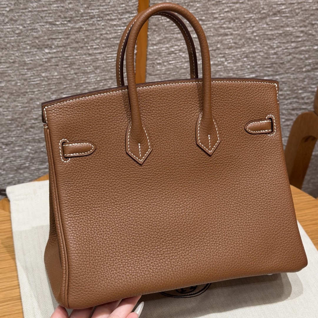 高仿Hermes*Birkin25系列H041344BO37金棕色牛皮銀扣純手工