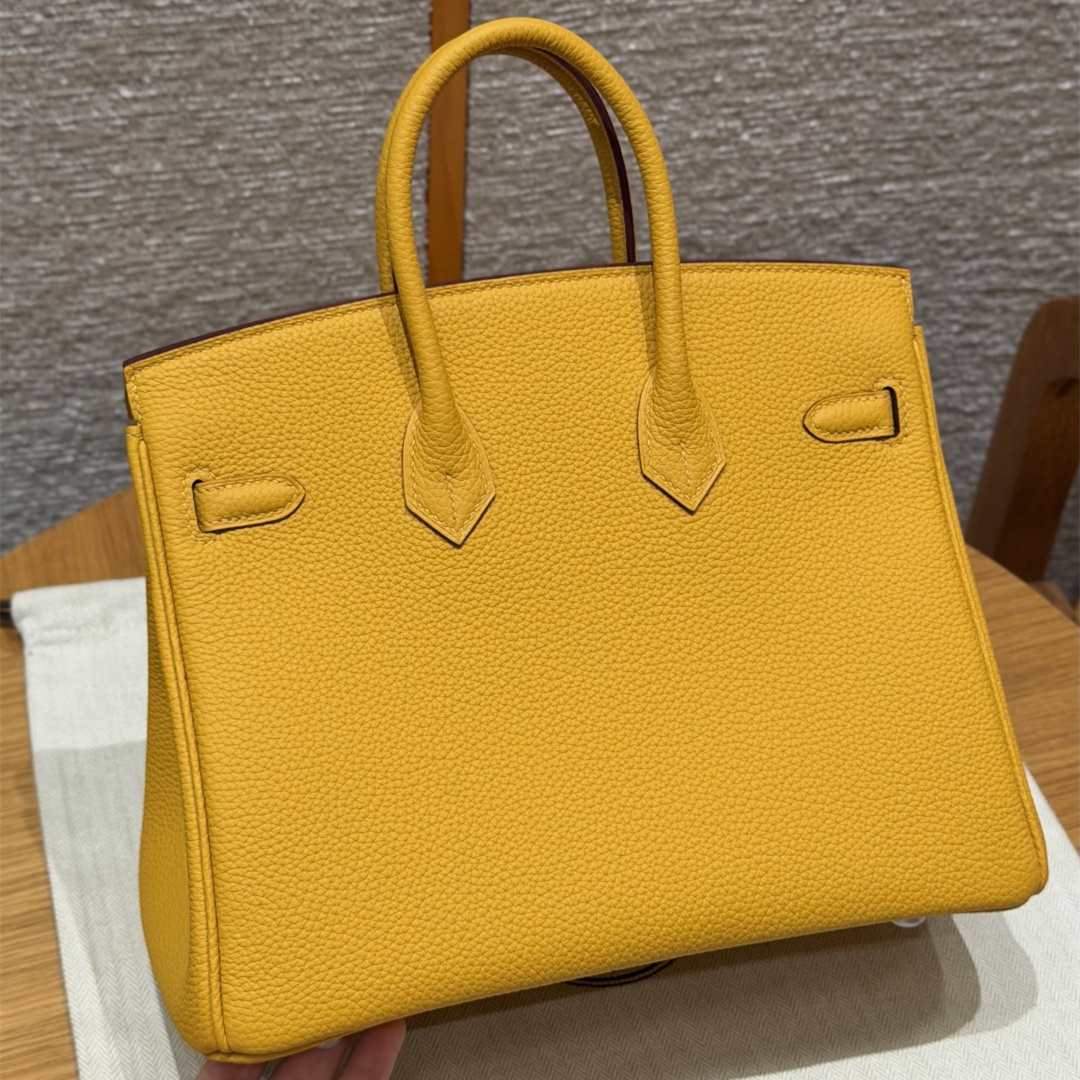 高仿Hermes*Birkin25系列H041344BO9D琥珀黃牛皮銀扣純手工