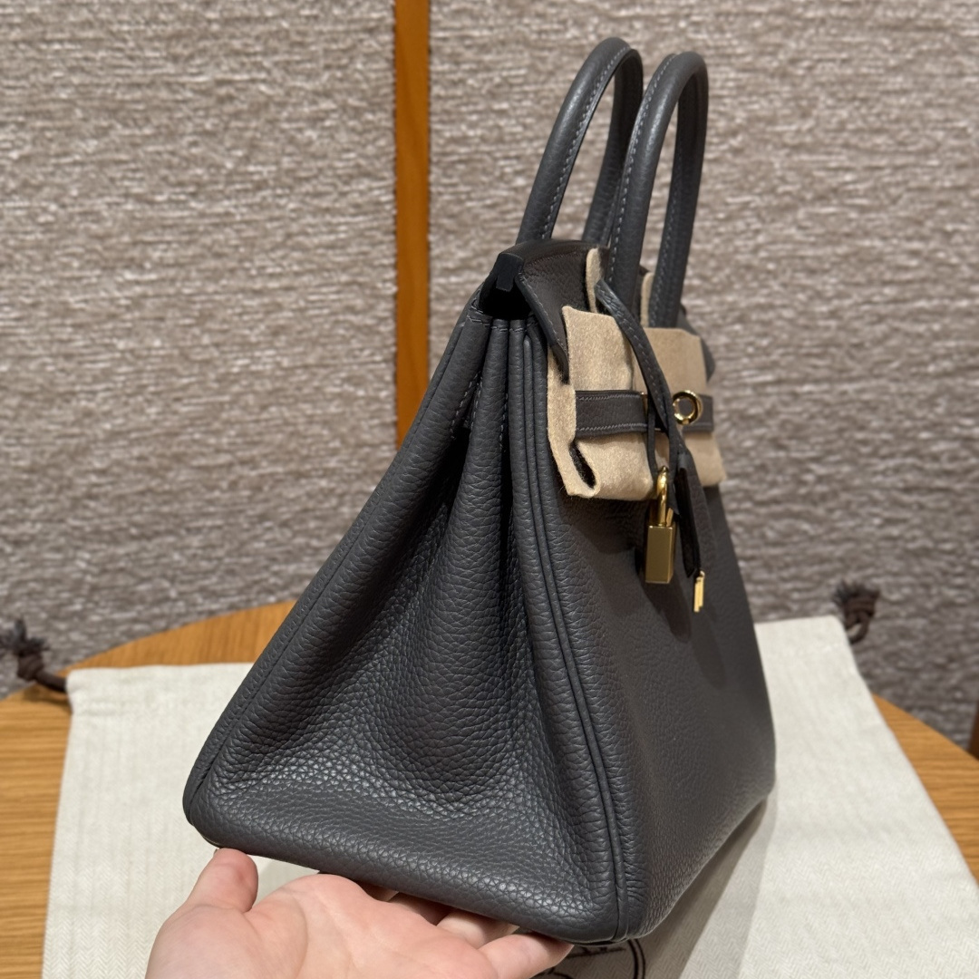 高仿Hermes*Birkin25系列H041344BO88石墨灰牛皮金扣純手工