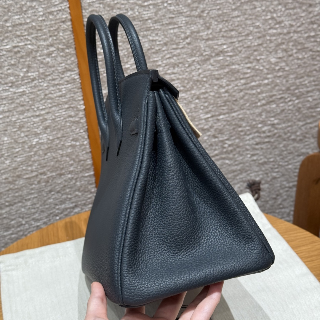 高仿Hermes*Birkin25系列H041344BO2Z午夜藍牛皮金扣純手工