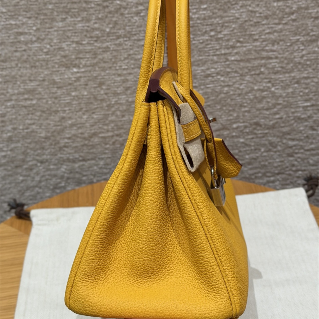 高仿Hermes*Birkin25系列H041344BO9D琥珀黃牛皮銀扣純手工