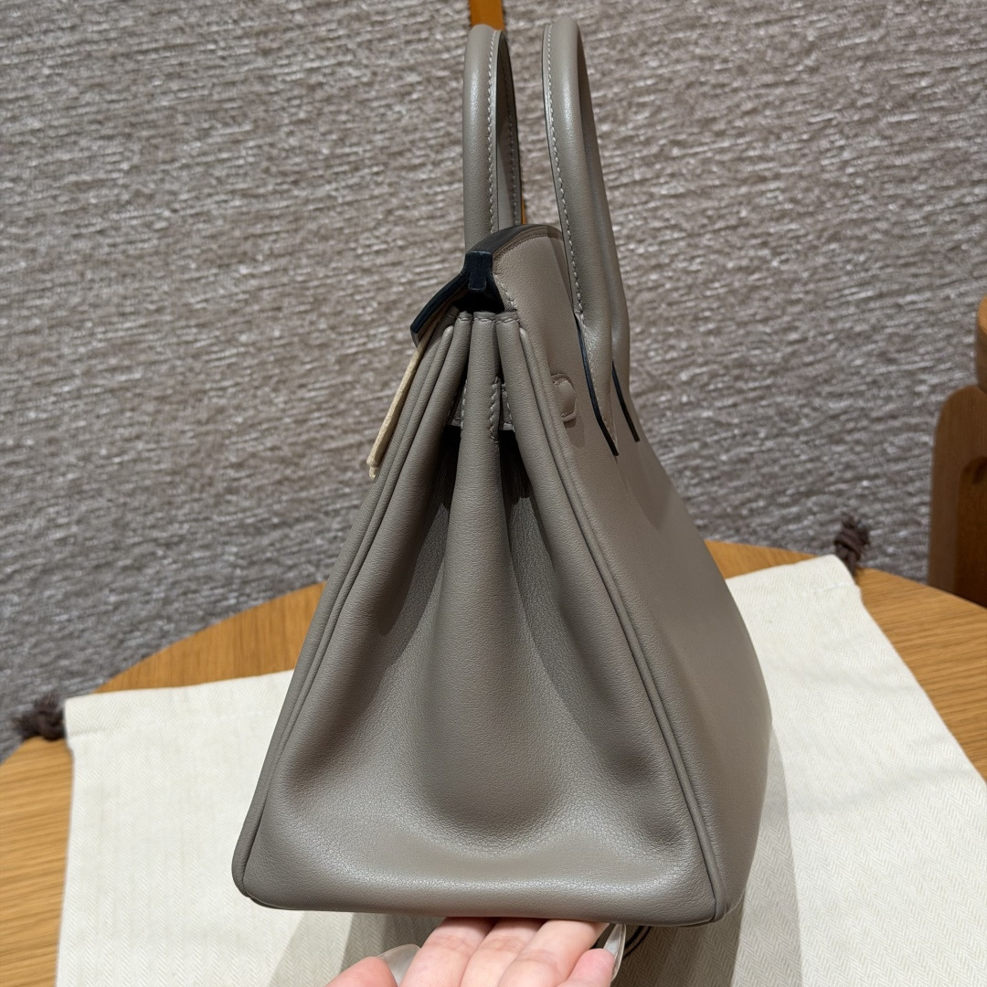 高仿Hermes*Birkin25系列H041344SWM8瀝青灰牛皮金扣純手工