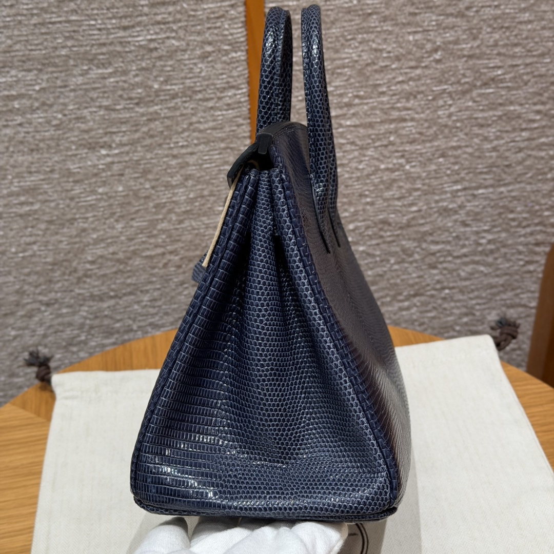 高仿Hermes*Birkin25系列H041344LZ84麻繩灰蜥蜴皮銀扣純手工