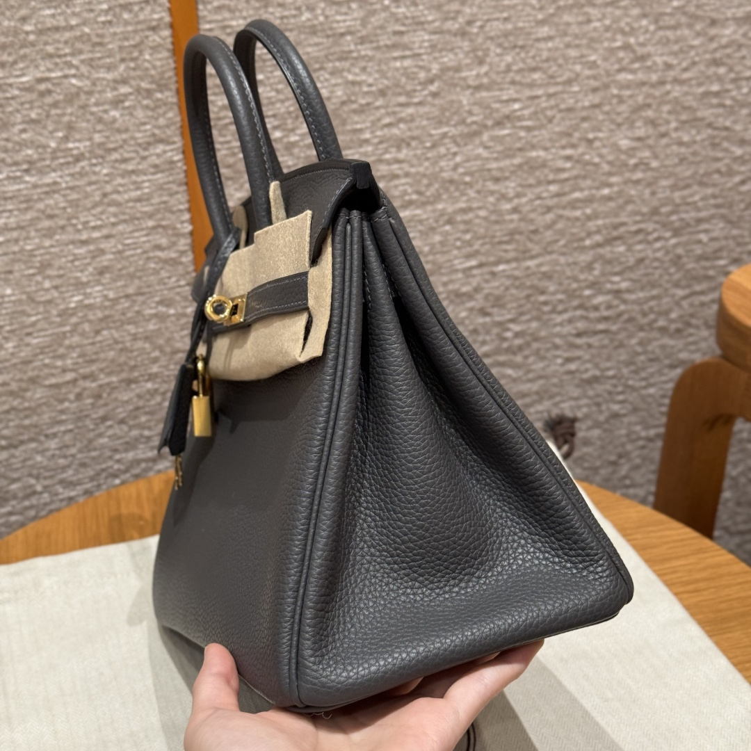 高仿Hermes*Birkin25系列H041344BO88石墨灰牛皮金扣純手工