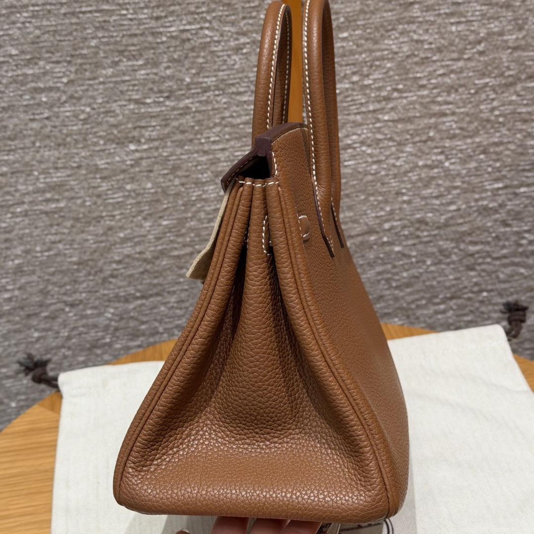 高仿Hermes*Birkin25系列H041344BO37金棕色牛皮銀扣純手工