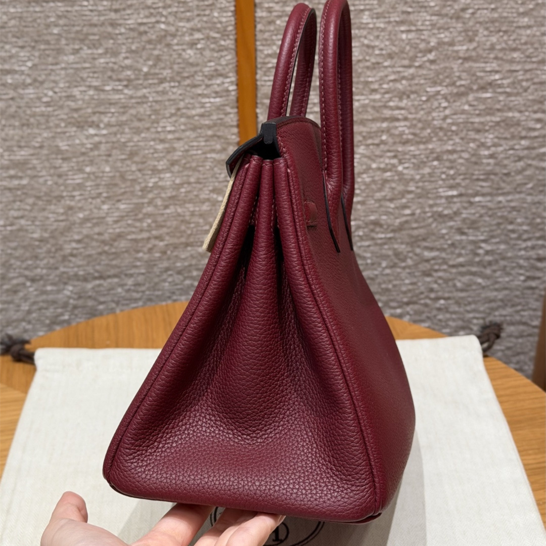 高仿Hermes*Birkin25系列H041344BO57波爾多紅牛皮金扣純手工