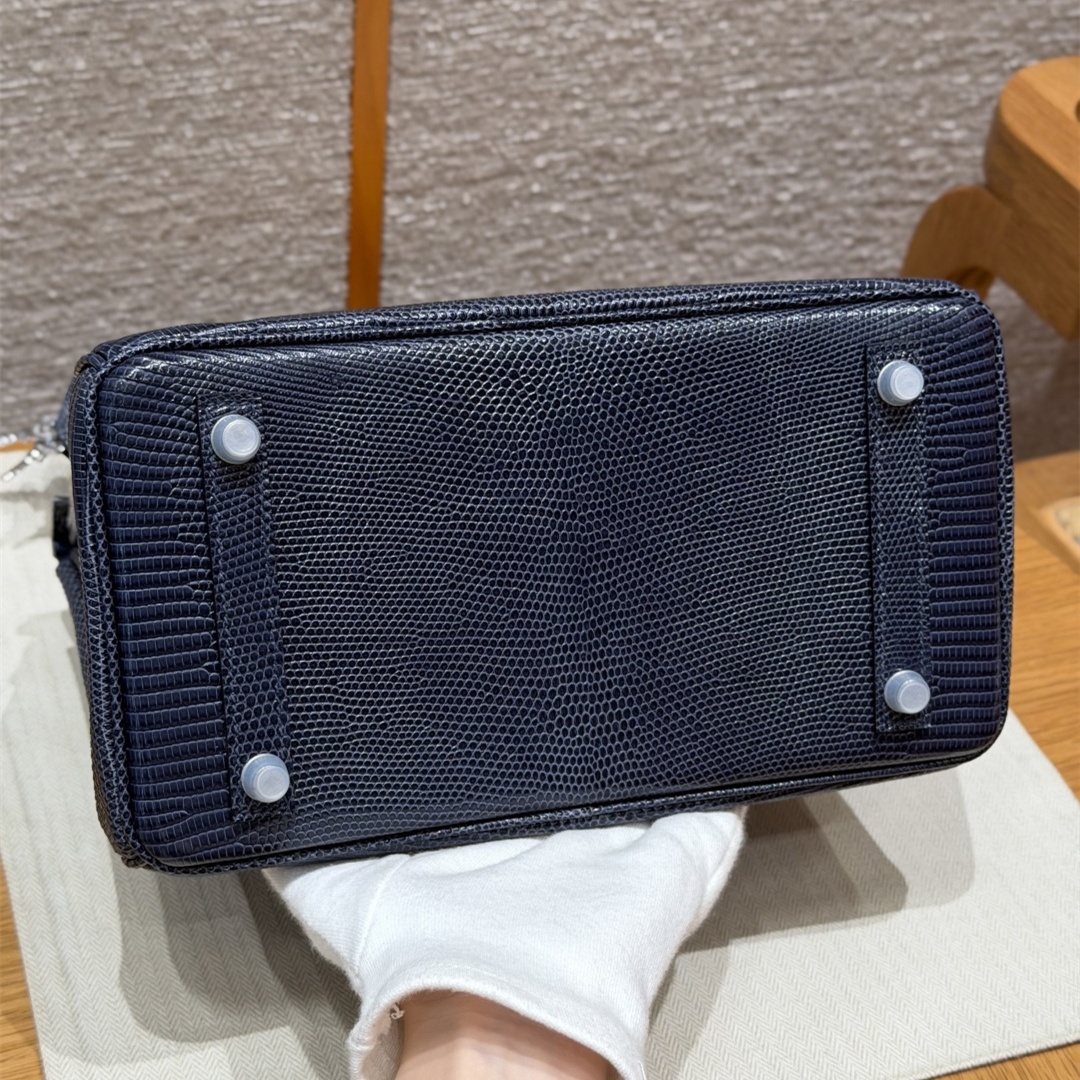 高仿Hermes*Birkin25系列H041344LZ84麻繩灰蜥蜴皮銀扣純手工