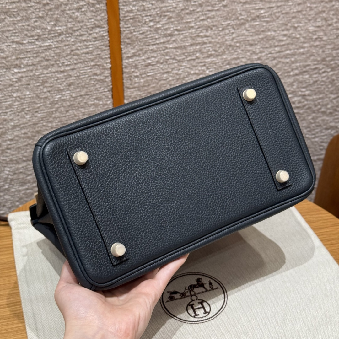 高仿Hermes*Birkin25系列H041344BO2Z午夜藍牛皮金扣純手工