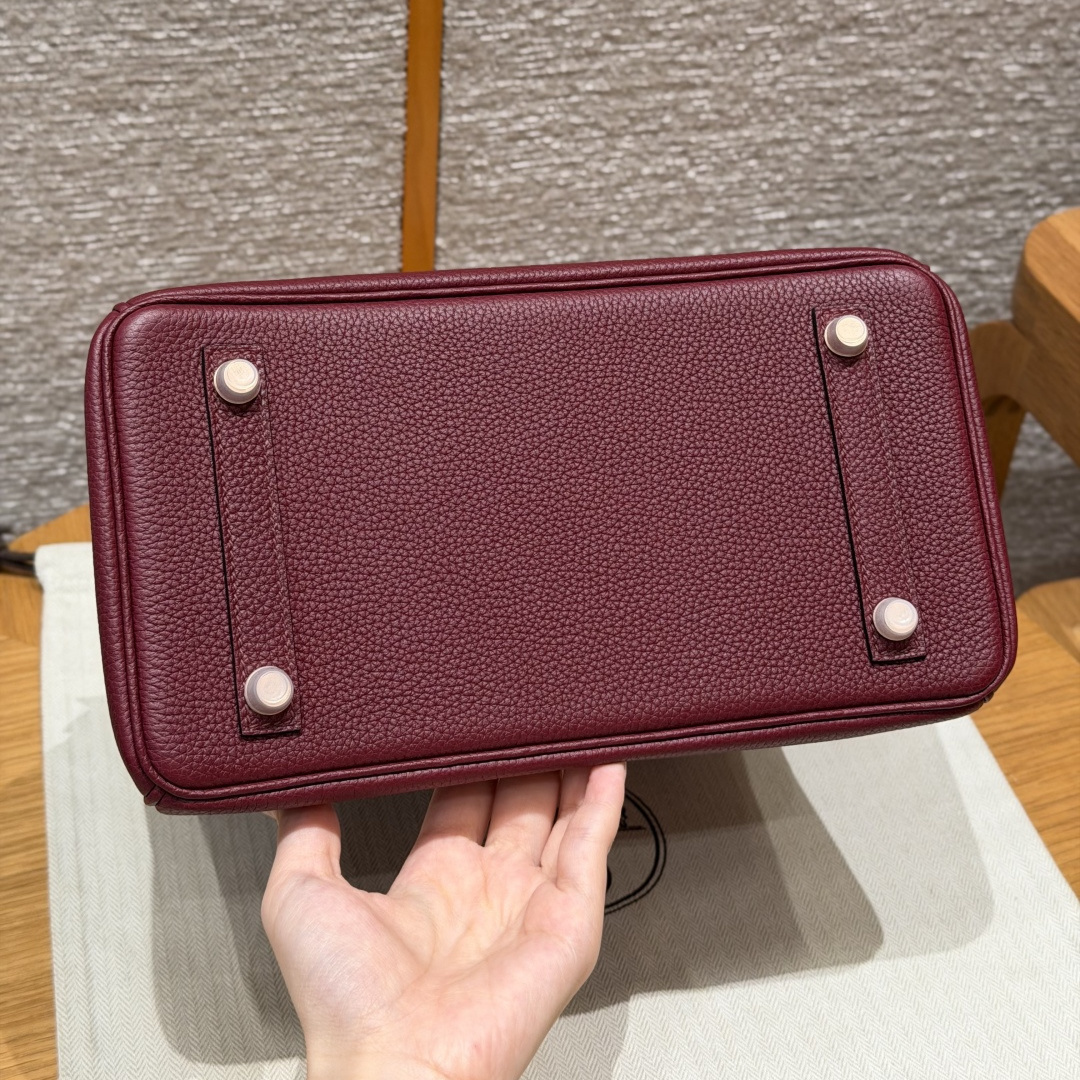 高仿Hermes*Birkin25系列H041344BO57波爾多紅牛皮金扣純手工