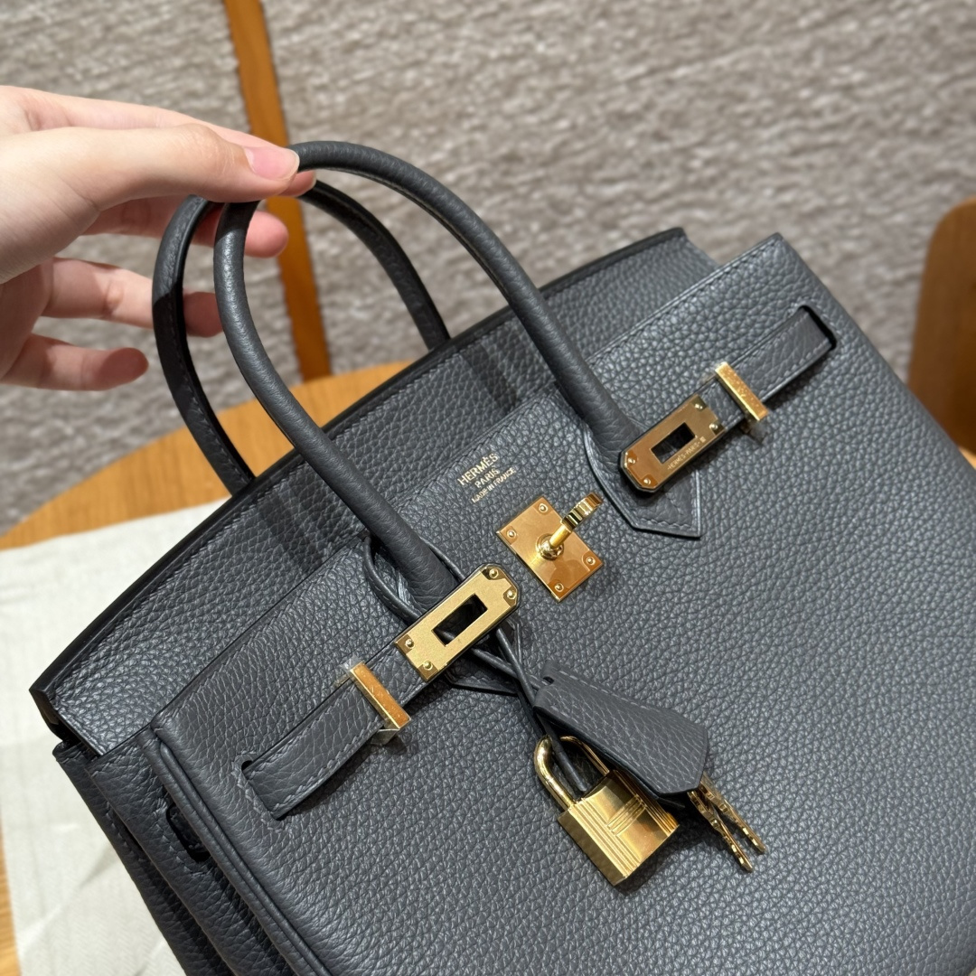 高仿Hermes*Birkin25系列H041344BO88石墨灰牛皮金扣純手工