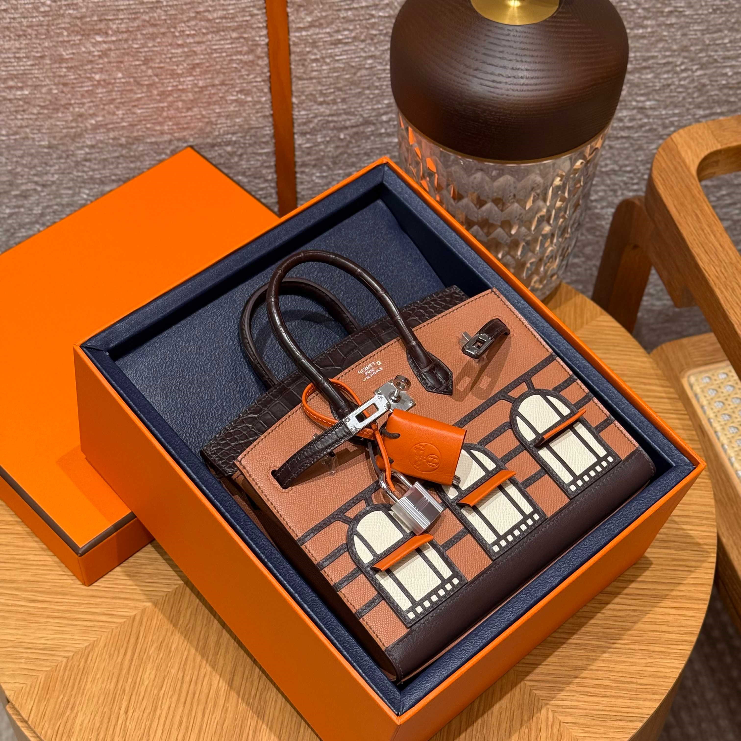 高仿Hermes*Birkin20系列H070807CM3746棕房子鱷魚皮銀扣純手工