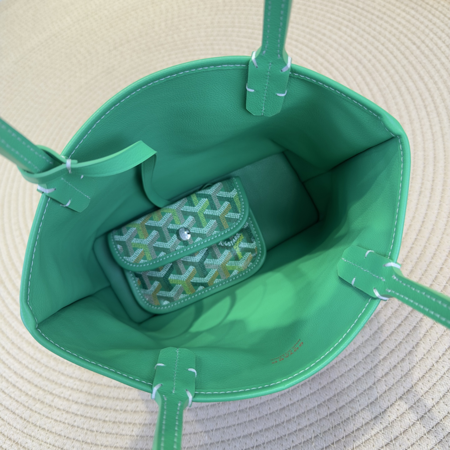 高仿Goyard*Anjou系列69TY72P雙面購物袋草地綠Mini純原版本