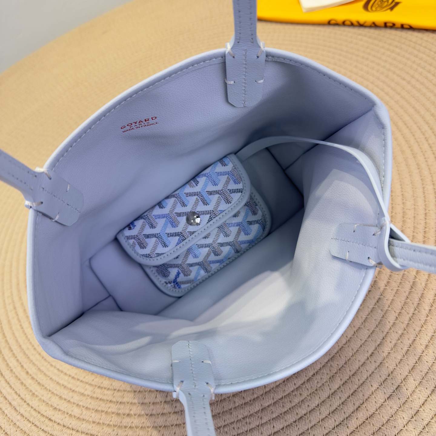 高仿Goyard*Anjou系列23TY71P雙面購物袋冰川極地藍Mini純原版本