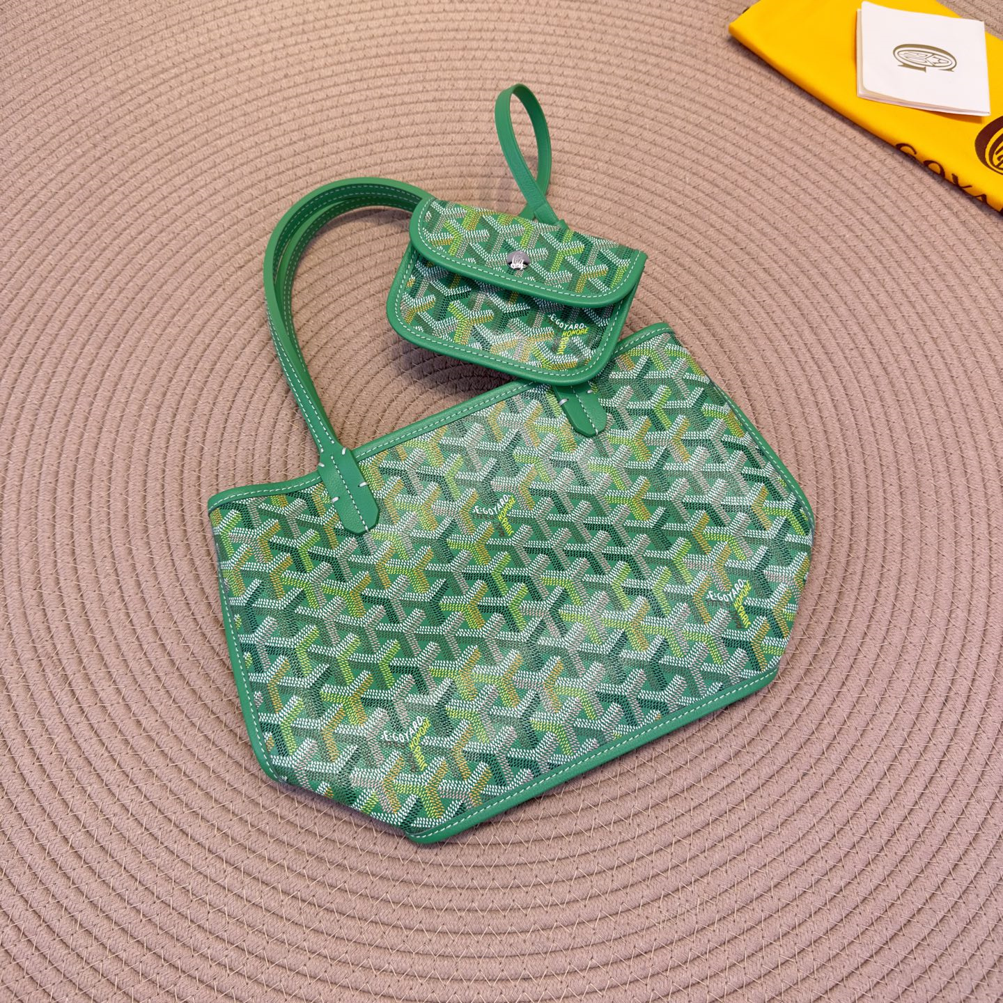 高仿Goyard*Anjou系列69TY72P雙面購物袋草地綠Mini純原版本