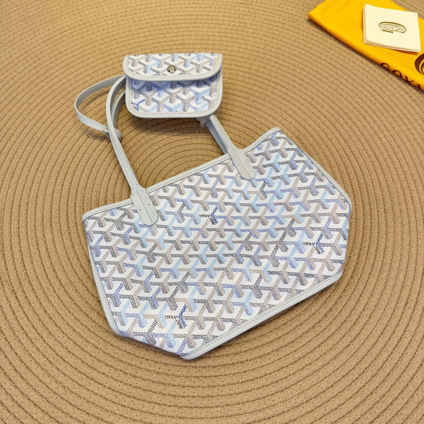 高仿Goyard*Anjou系列23TY71P雙面購物袋冰川極地藍Mini純原版本