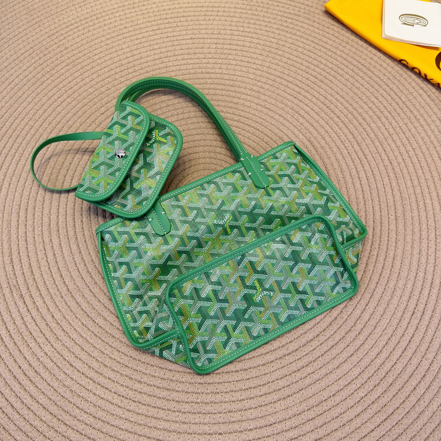 高仿Goyard*Anjou系列69TY72P雙面購物袋草地綠Mini純原版本