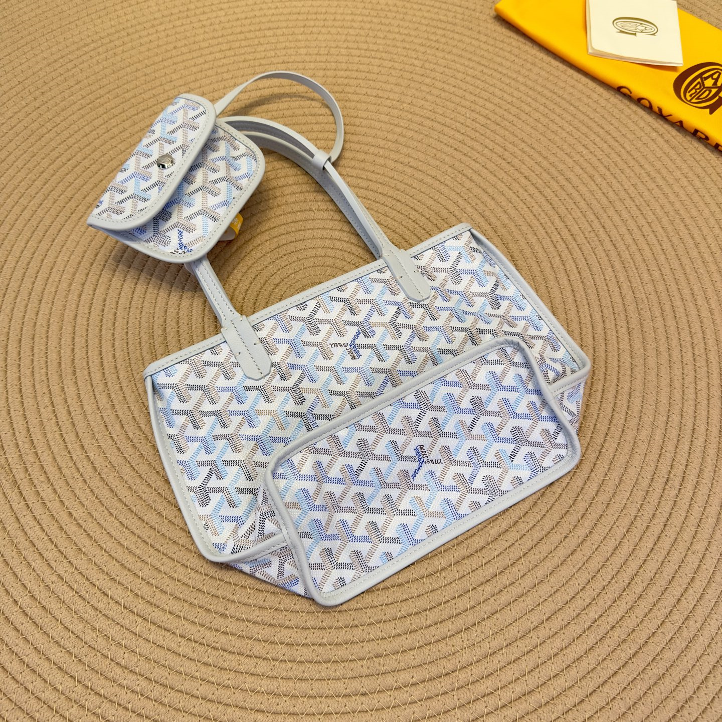 高仿Goyard*Anjou系列23TY71P雙面購物袋冰川極地藍Mini純原版本