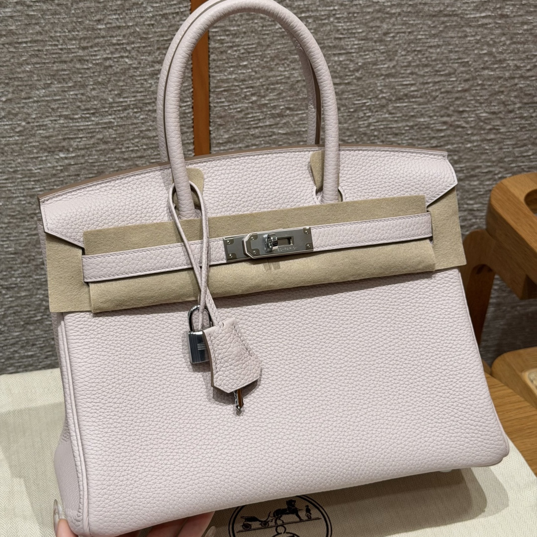 高仿Hermes*Birkin30系列H044897BO09夢幻紫牛皮銀扣純手工