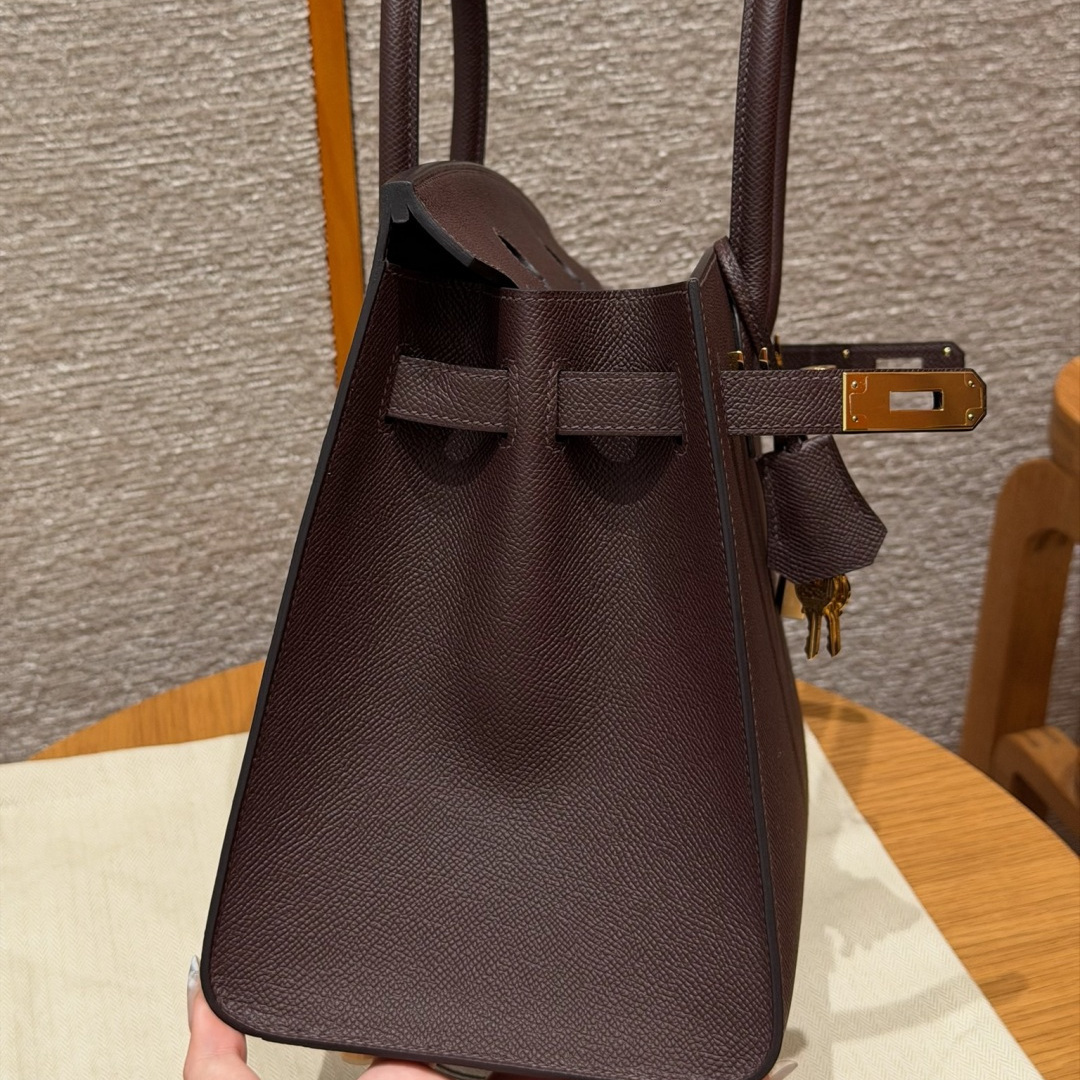 高仿Hermes*Birlin30系列H073179EP0G馬鞍紅牛皮金扣純手工